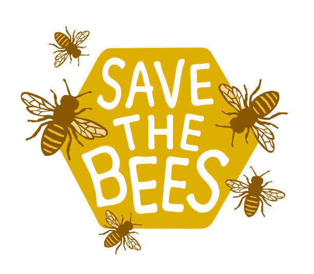 Save The Bees Design with Text Save The Bees Design with Text bee silhouettes stock illustrations