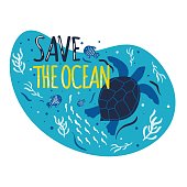 istock Save the Ocean. Sea, ocean wildlife. Turtle 1314837502