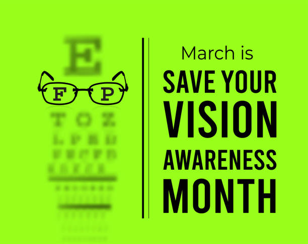 Save Your Vision Awareness Month. Vector illustration on green vector art illustration
