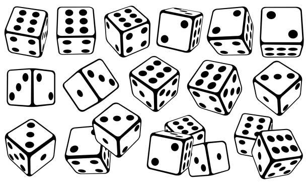 says set set of dice in different positions rolling stock illustrations