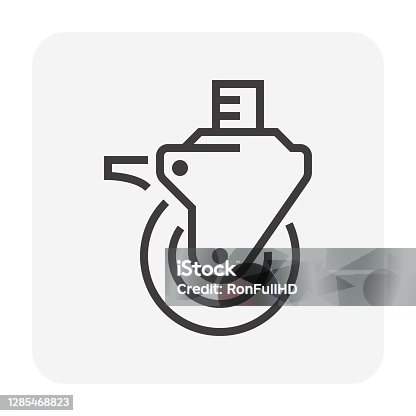 istock Scaffold caster wheel vector line icon, editable stroke. 1285468823