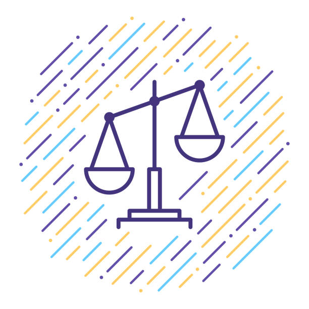 Scale Line Icon Line vector icon illustration of unfair scale. supreme court justices stock illustrations