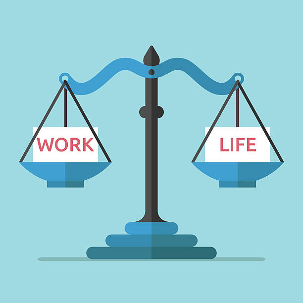 Scales, work and life vector art illustration