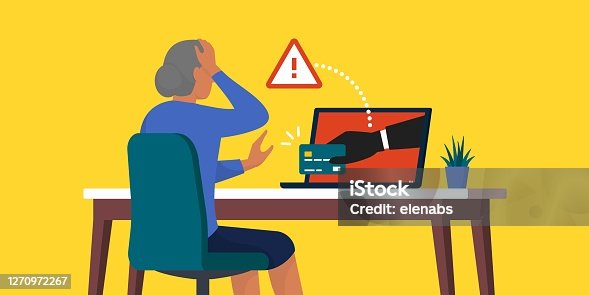 istock Scammer stealing a credit card from a senior woman online 1270972267