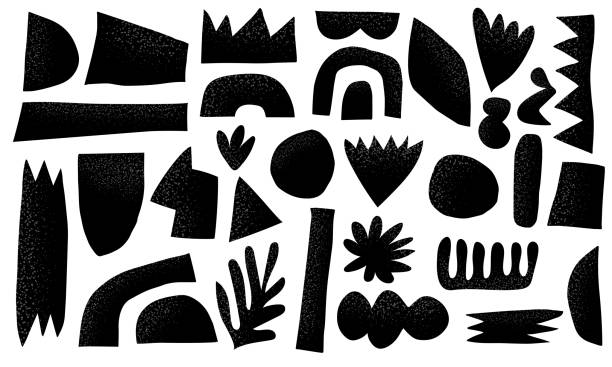 skandinavische ausgeschnittene form kollektion - papier blumen studio stock-grafiken, -clipart, -cartoons und -symbole