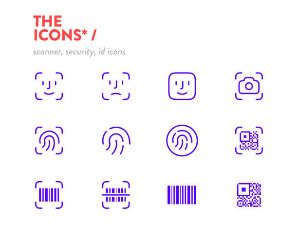 Scanners icon set, vector. Pixel Perfect glyphs. Editable Stroke. Security, id scanners icons, symbols Scanners icon set, vector. Pixel Perfect glyphs. Editable Stroke. Security, id scanners icons, symbols identity stock illustrations