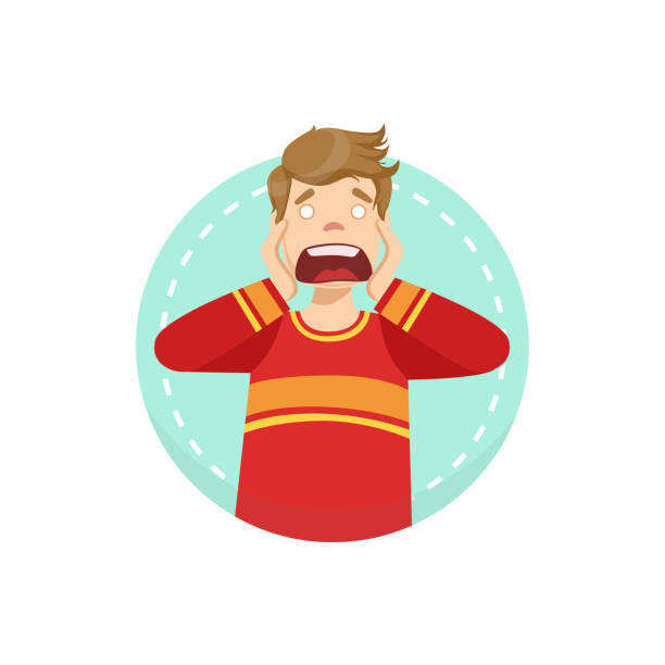 Scared Emotion Body Language Illustration. Emotional Facial...