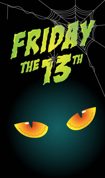 Scary eyes, friday the 13th Illustration of scary eyes with Friday the 13th title friday the 13th stock illustrations