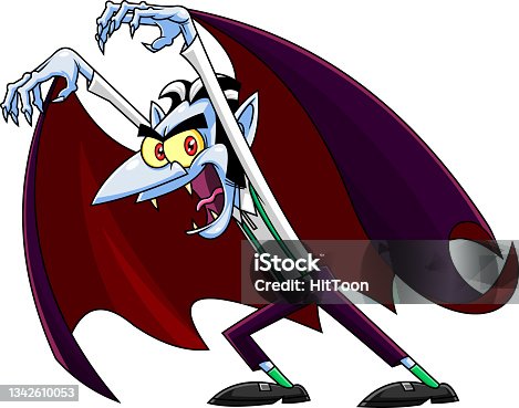 istock Scary Vampire Cartoon Character Attacking With Hands Up 1342610053