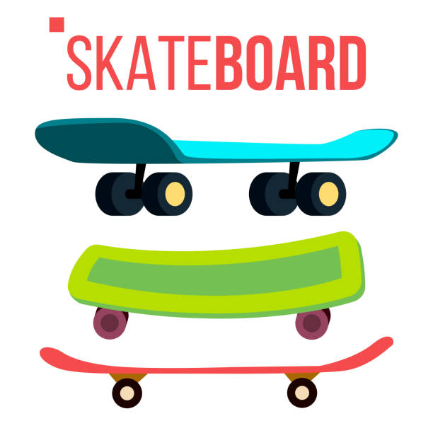 scateboard セット ベクトル。スケートパーク。極端な夏の活動。孤立した漫画の実例 - スケートボード点のイラスト素材／クリップアート素材／マンガ素材／アイコン素材