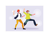 scene of men in dance pose, party, dance club vector illustration design