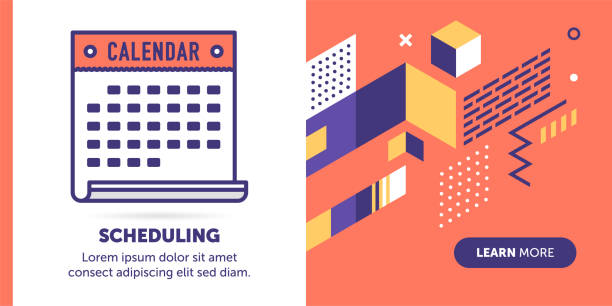 Scheduling Banner Calendar vector banner illustration also contains icon for the topic. calendar backgrounds stock illustrations