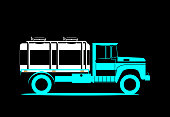 Schematic image tank truck. Retro car for the delivery of milk. Vector illustration.