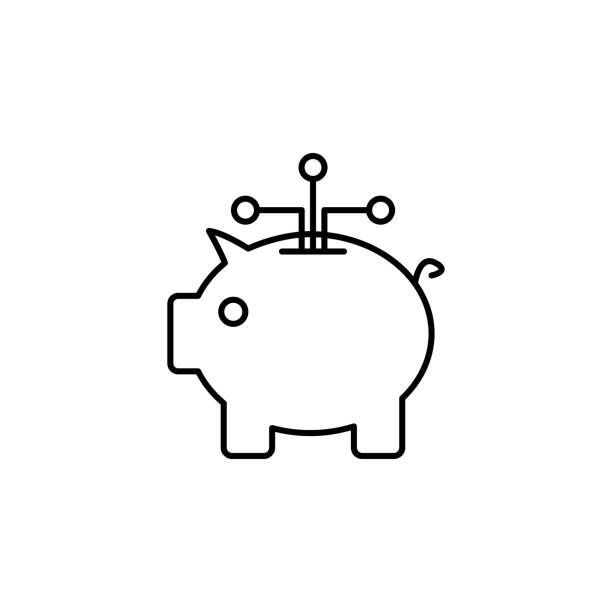ilustrações de stock, clip art, desenhos animados e ícones de scheme and money pig icon. element of sturt up icon for mobile concept and web apps. thin line scheme and money pig icon can be used for web and mobile - sturm