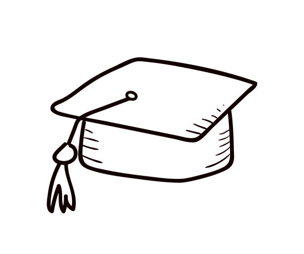 School and college objects - Academic hat. Vector doodle illustration in eps10 vector eps10 graduation drawings stock illustrations