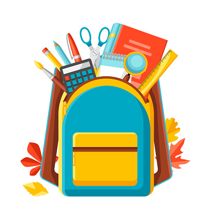 School Backpack With Education Items Stock Illustration - Download ...