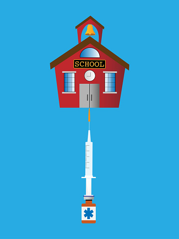 School balancing on vaccine