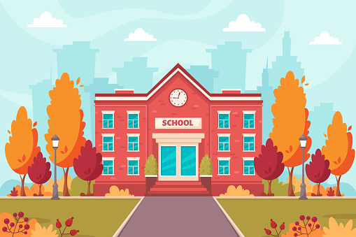 School building. Back to school. Vector illustration
