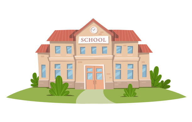 School building. Vector illustration.  school cartoon stock illustrations