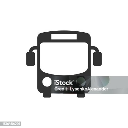 istock School bus icon in flat style. Autobus vector illustration on white isolated background. Coach transport business concept. 1136486201