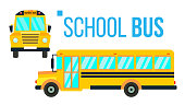 istock School Bus Vector. Yellow Classic School Vehicle. Two Sides. American. Education Concept. Isolated Flat Cartoon Illustration 1091725586
