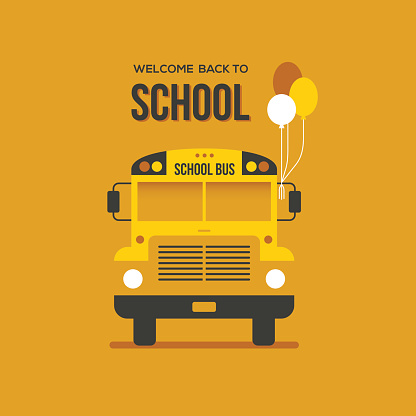 School bus with balloons