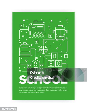 istock School Concept Line Style Cover Design for Annual Report, Flyer, Brochure. 1129607936