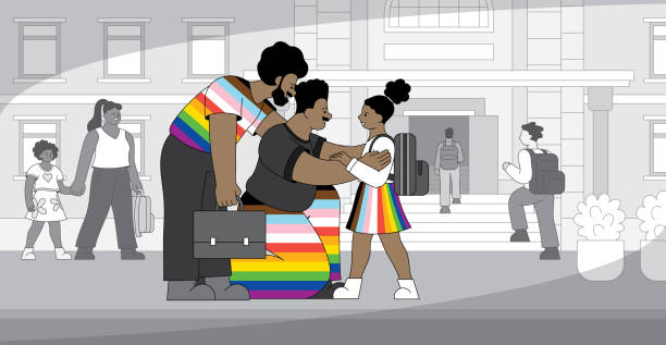 концепция школы лгбткиа - progress pride flag stock illustrations