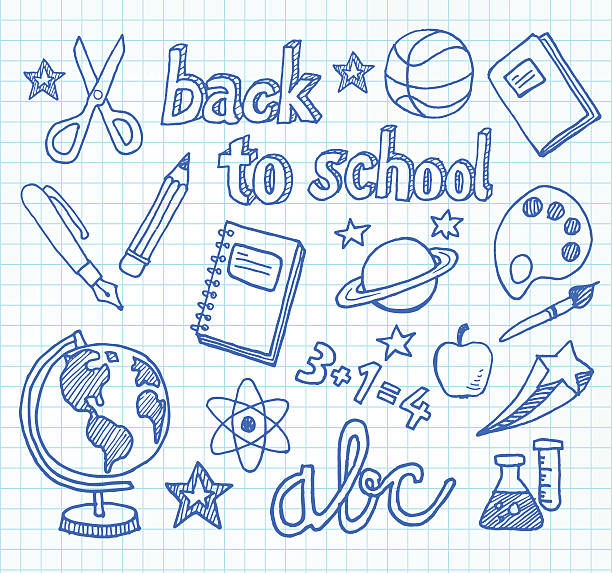 School Doodles - Back To School Back to school - doodles and sketches related to school, education, students. teacher drawings stock illustrations