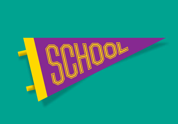 school pennant design - 三角旗 插圖 幅插畫檔、美工圖案、卡通及圖標