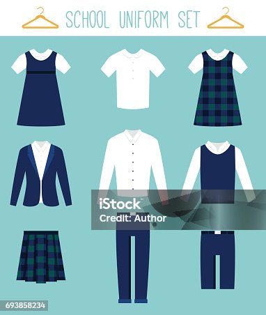 istock School Uniforms for Children. Kids Clothes Vector Set 693858234