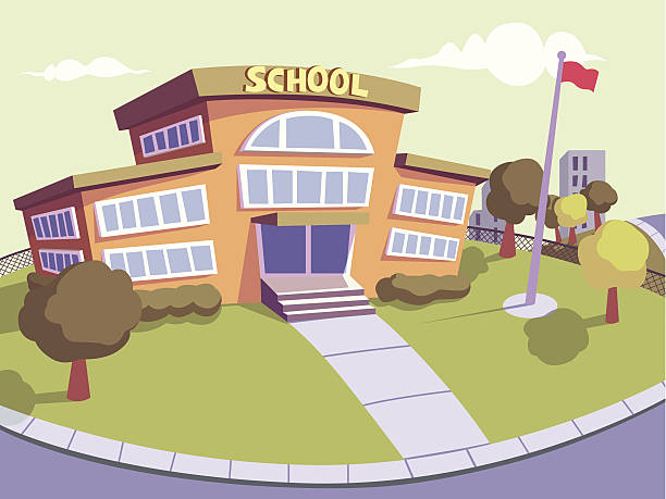 School A vector cartoon illustration of a school building. school cartoon stock illustrations