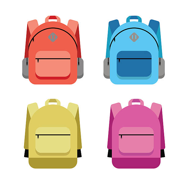 stockillustraties, clipart, cartoons en iconen met schoolbag flat illustration. bag for school - backpack