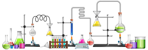 Science equipments on white background Science equipments on white background illustration laboratory clipart stock illustrations