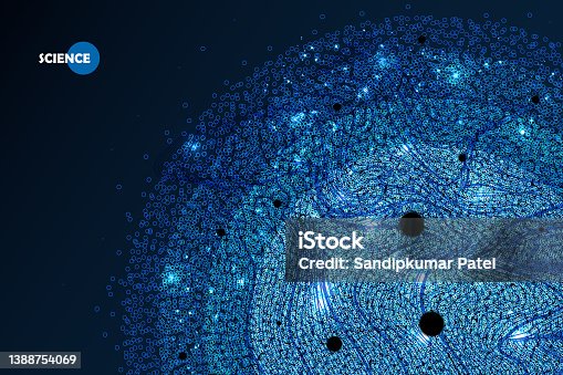 istock Science Particles transition wave vector background. 1388754069
