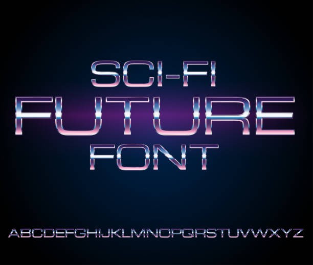Sci-Fi retro font vector art illustration