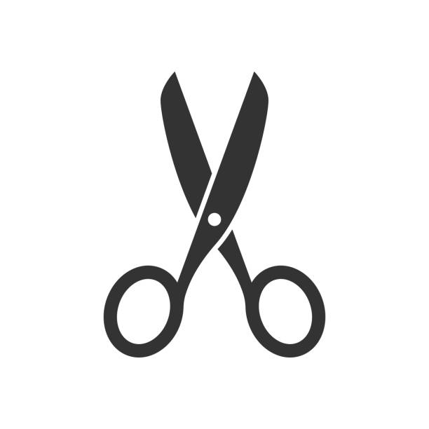 Scissors black icon Scissors black icon on white scissors stock illustrations