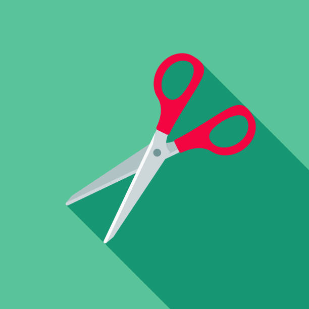 Scissors Flat Design Home Improvement Icon A flat design styled home improvement and renovation icon with a long side shadow. Color swatches are global so it’s easy to edit and change the colors. scissors stock illustrations