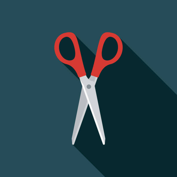 Scissors Flat Design Sewing Icon A flat design styled icon with a long side shadow. Color swatches are global so it’s easy to edit and change the colors. scissors stock illustrations