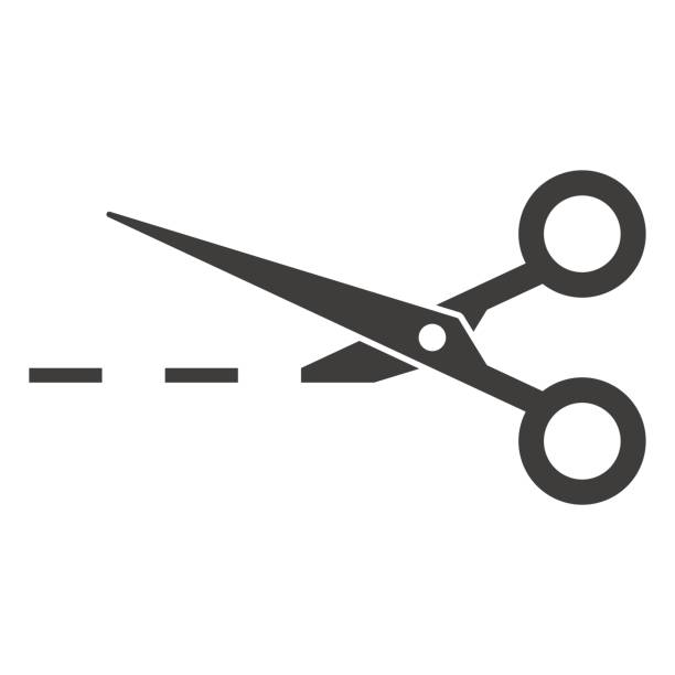 Scissors with cut lines Scissors with cut lines paper clipart stock illustrations