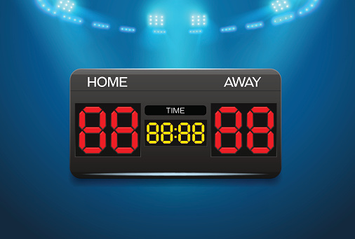 scoreboard and spotlight with stadium background