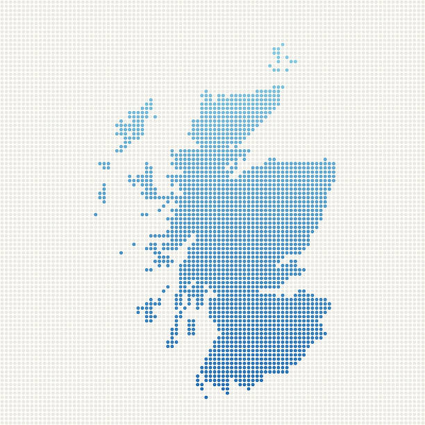 illustrazioni stock, clip art, cartoni animati e icone di tendenza di mappa con motivo scozzese a punti blu - scotland