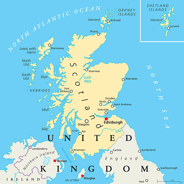 stockillustraties, clipart, cartoons en iconen met scotland political map - isle of skye