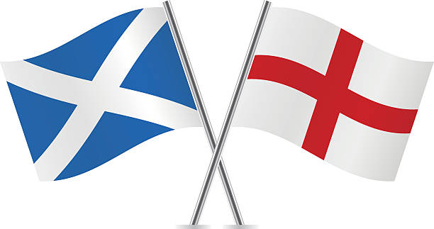 schottische und englischen flagge.  vektor. - englische flagge stock-grafiken, -clipart, -cartoons und -symbole