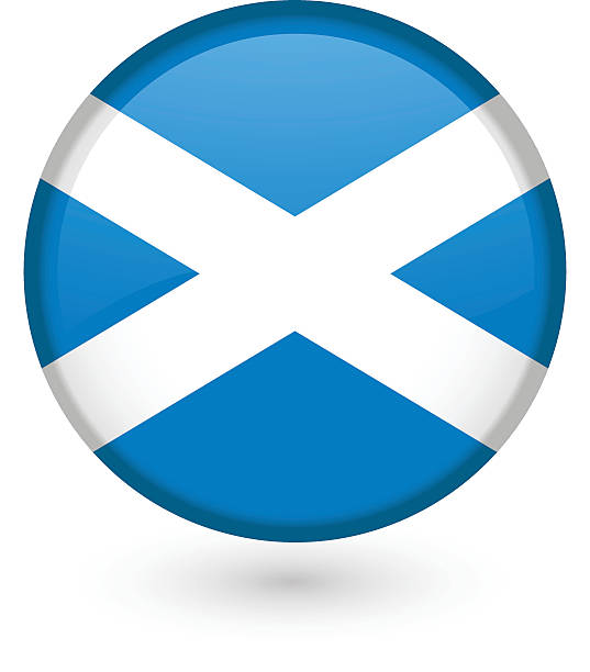 Scottish flag button vector art illustration