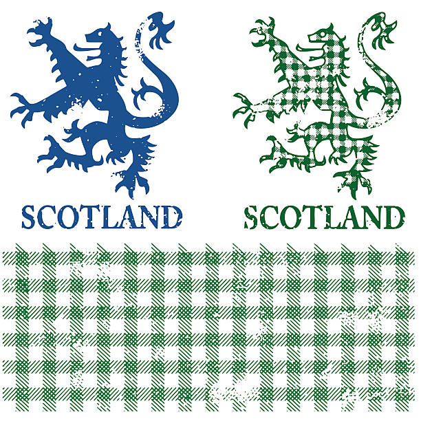 illustrazioni stock, clip art, cartoni animati e icone di tendenza di grafica leone scozzese - scotland