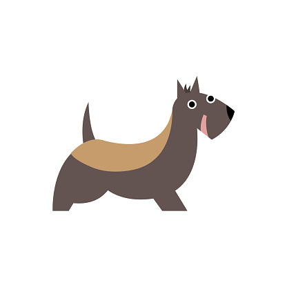 Scottish Terrier Dog Breed Primitive Cartoon Illustration