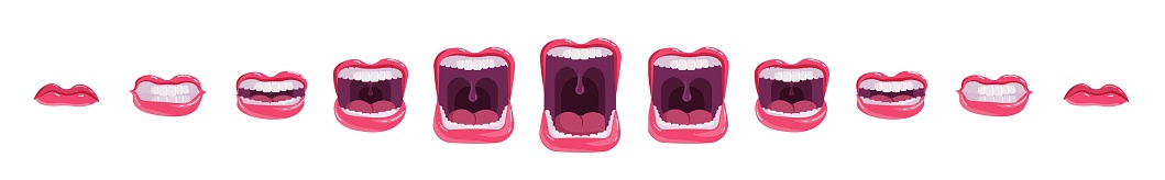 Screaming mouth with teeth and tongue extended
