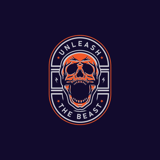 Screaming Skull Badge T-Shirt Design Illustration Download with the EPS file for any editable or scalable needs. skulls tattoos stock illustrations