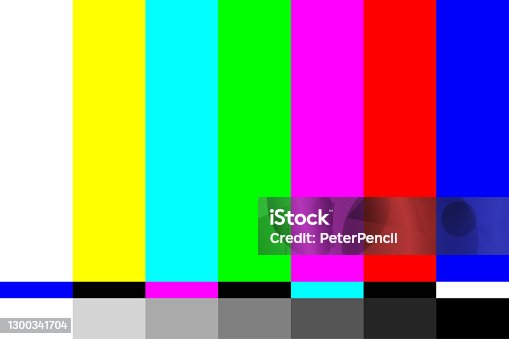 istock TV Screen Test. Television Test Pattern Stripes. Retro Style Screensaver. Vector Illustration 1300341704